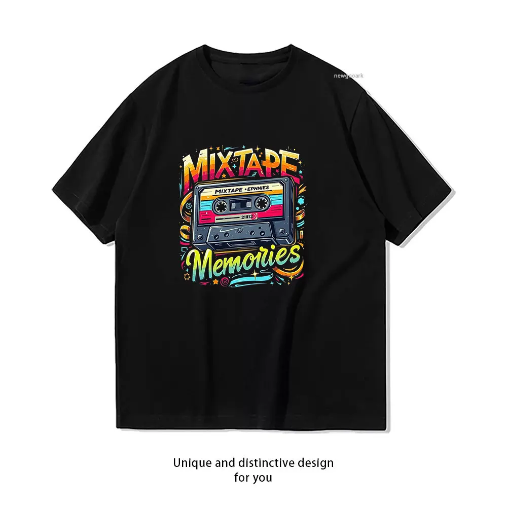 Retro Mixtape Memories, T-Shirt Casual cotton graphic t shirts Creative streetwear Classic O-neck shirt