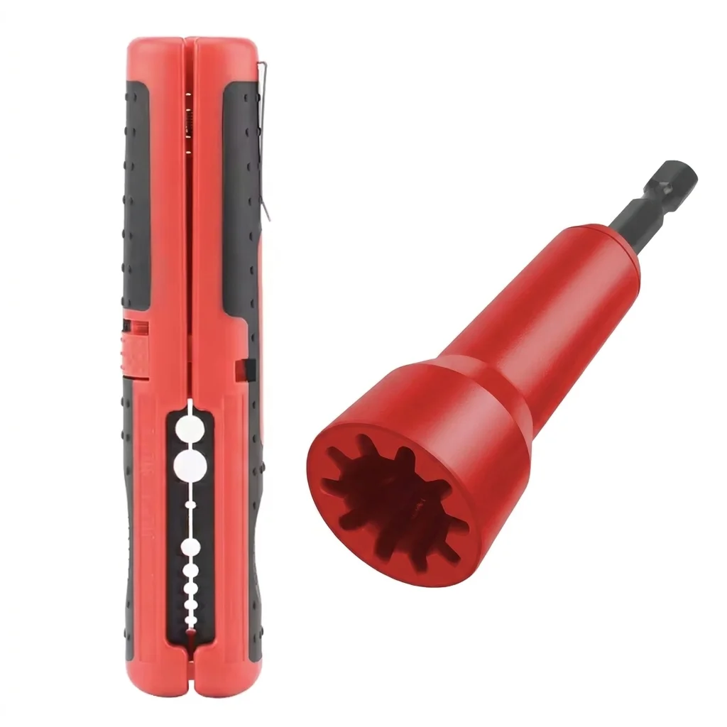 Two-piece set (1 wire end processor for twisting and connecting wires + 1 multi-functional portable wire stripper, specifically