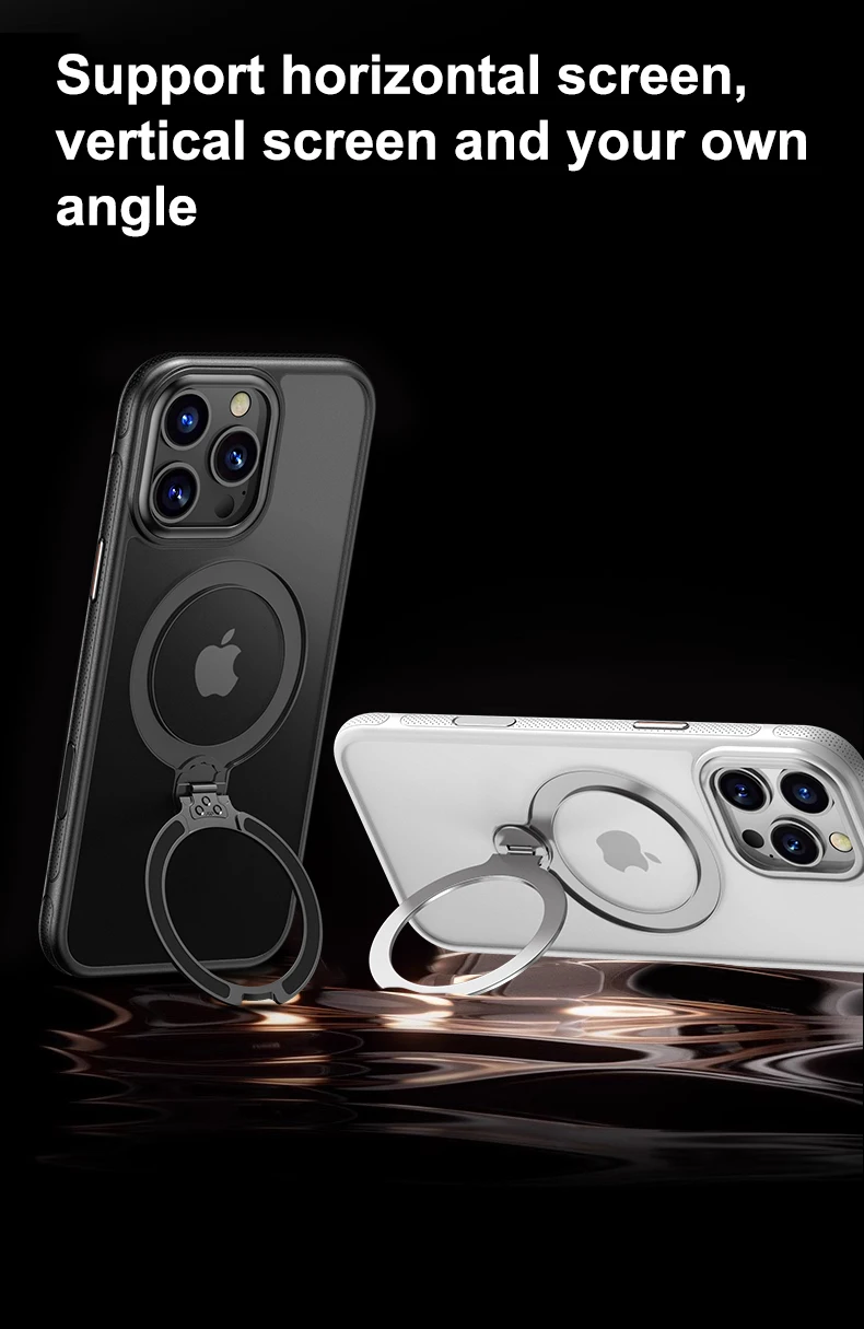 360 ° Drehen Sie die magnetische Halterung der Handyhülle für iPhone 17, 16, 15, 14, 13, Pro Max, transparente, mattierte, stoßfeste Handyhülle – Detail 8