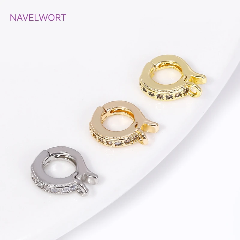 1/3/5Pcs 18K Gold Plated Brass Hinged Necklace Enhancer,with Zircon Bail Holder,Bails For Jewelry,DIY Jewelry Making Accessories