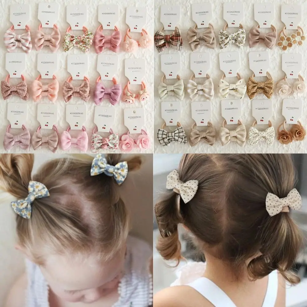 10Pcs Luxury Sweet Elastic Rubber Band Kids Girls Cute Hair Ties Bowknot Hair Rope