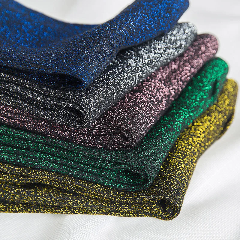 Fashion Shiny Glitter Striped Women Socks Trendy Rocks Roll Sparkled Bright Color Cute Kawaii Winter Warm Funny Socks Streetwear
