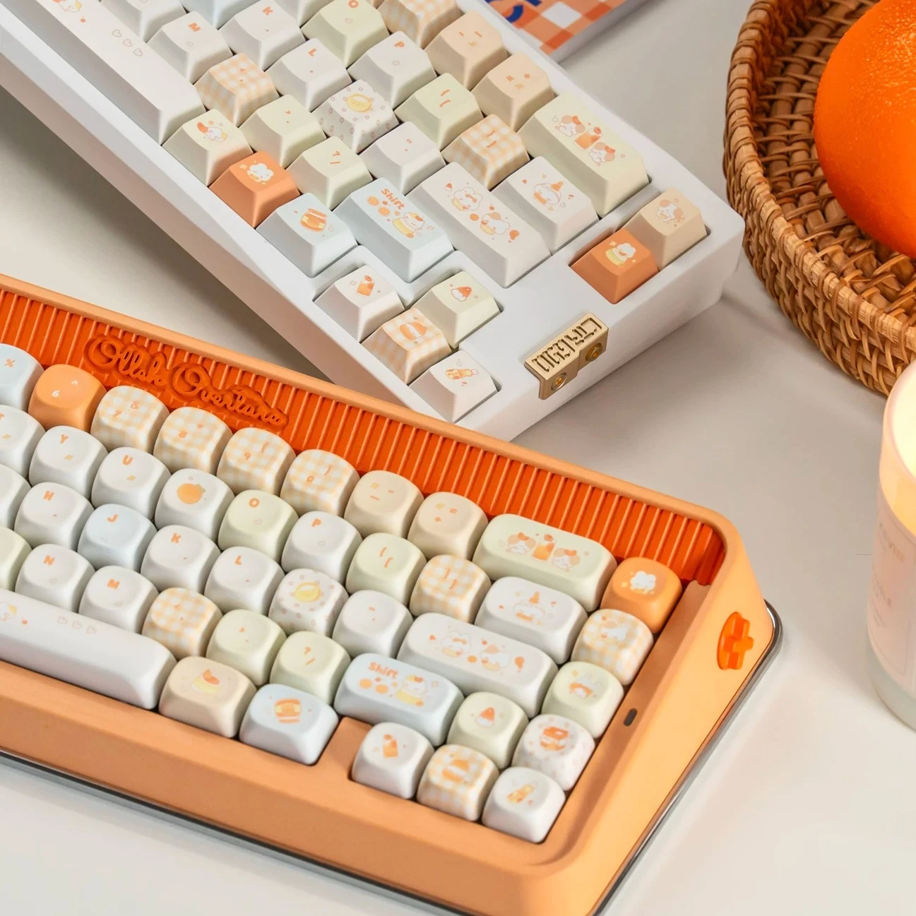 maimooo-orange-summer-keycap-cherry-moa-profile-pbt-custom-cartoon-cute-rabbit-hand-painted-keycaps-for-mechanical-keyboard
