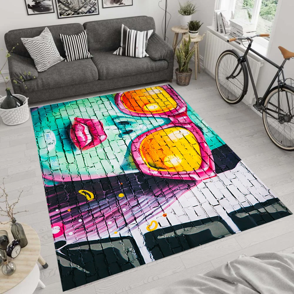 Graffiti Wall Art Rug For Living Room, Fan , Area Rugs, Popular Carpet, Personalized Gift, themed Rug, Home Decor,Rug