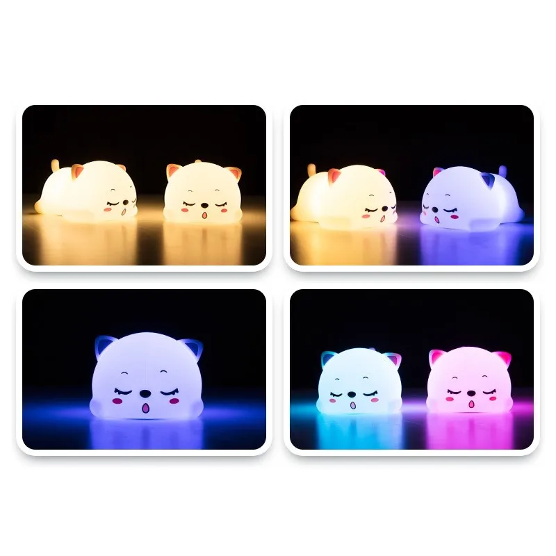 Imagem -04 - Cat Touch Sensor Lâmpada com Controle Remoto para Crianças Usb Recarregável Silicone Led Night Light Bedside Lamp Lovely Baby Gift