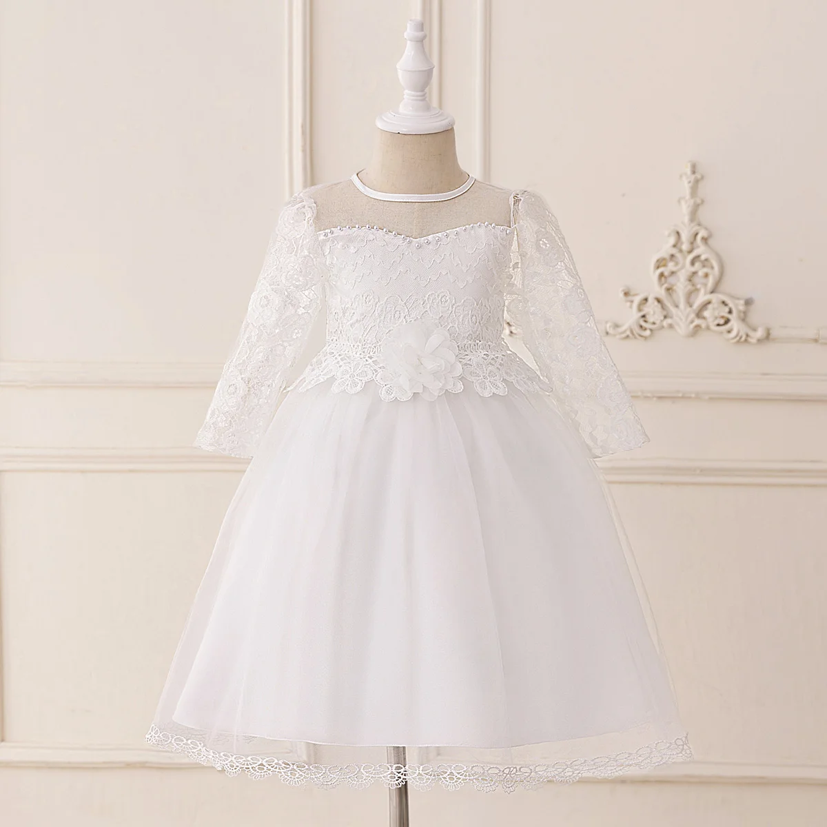 Elegant Baptism Party Girls Dress Long Sleeve Flower Wedding Bridesmaids Birthday Princess Dresses Girl First Communion Vestidos view 4