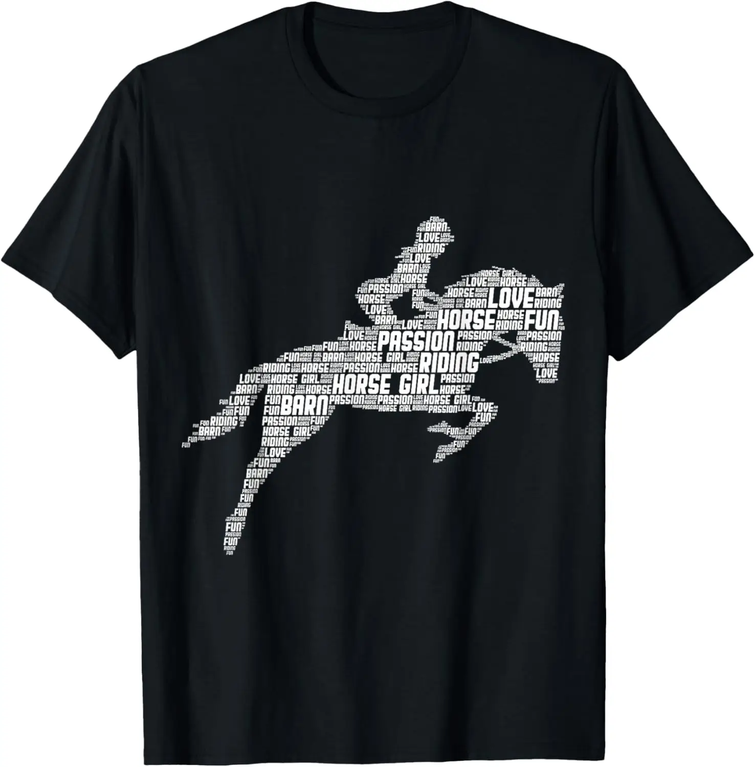 

Horse Riding Word Art Graphic Tee Equestrian Girl Lover Gift T-Shirt Short Sleeve