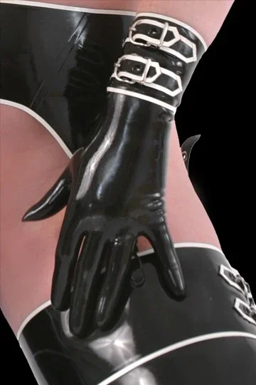 

Neu!! Latex 100% Rubber Gloves Five Fingers Black Handschuhe