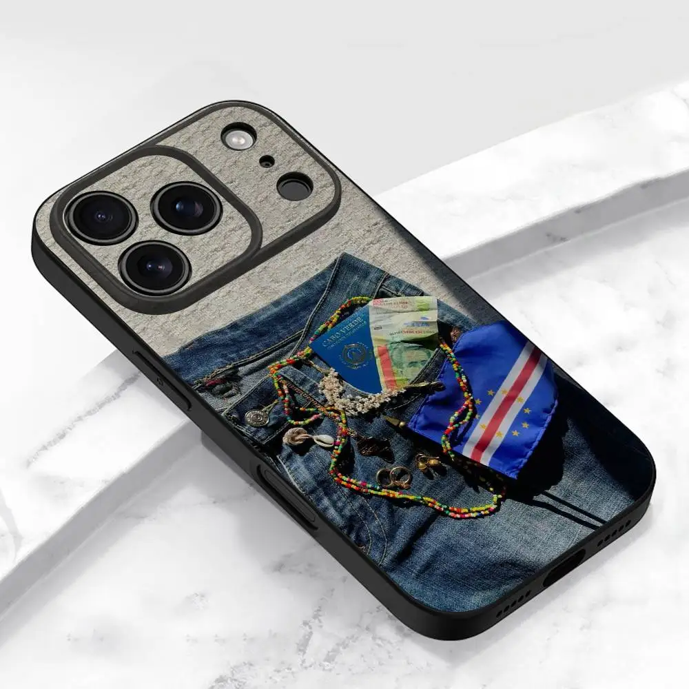 أفريقيا كيب فيردي جواز السفر العلم جراب هاتف آيفون 15,16,12,14,13,11,17,Pro,Max,Plus,E,Air,غطاء أسود صغير #2