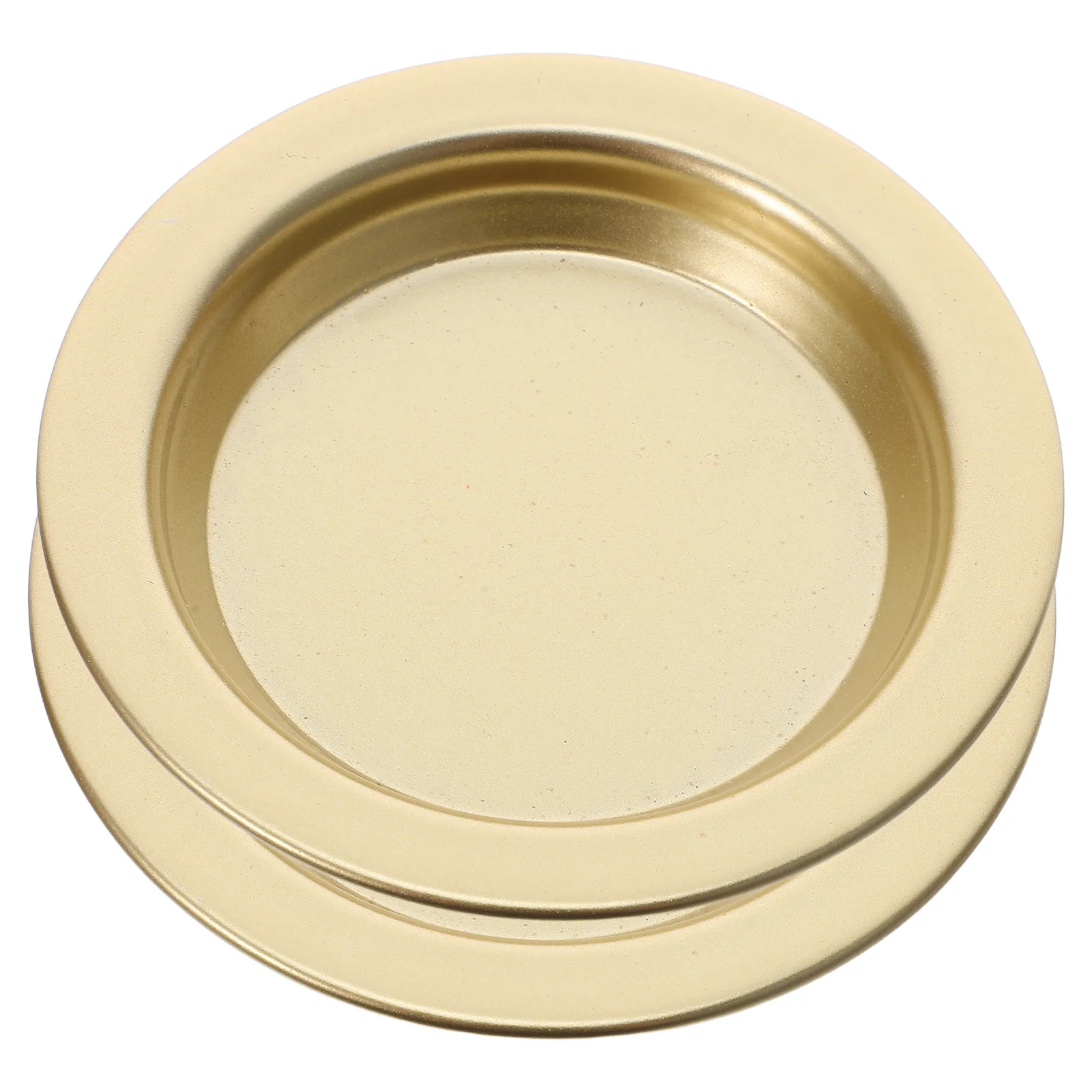 

2Pcs Vintage Golden Iron Plate Polished Metal Round Saucer Tray Holder for Flameless Ball Pillar Decor