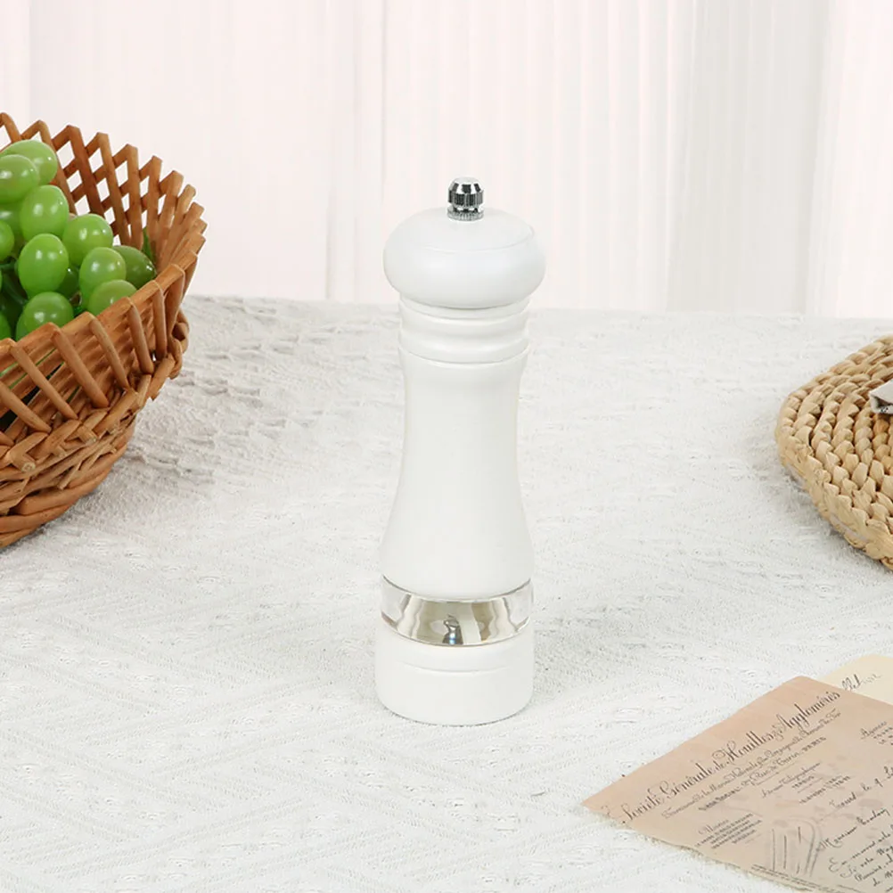 

Visible Transparent Manual Wooden Pepper Mill Salt and Pepper Refillable Kitchen Spice Shaker Practical Convenient