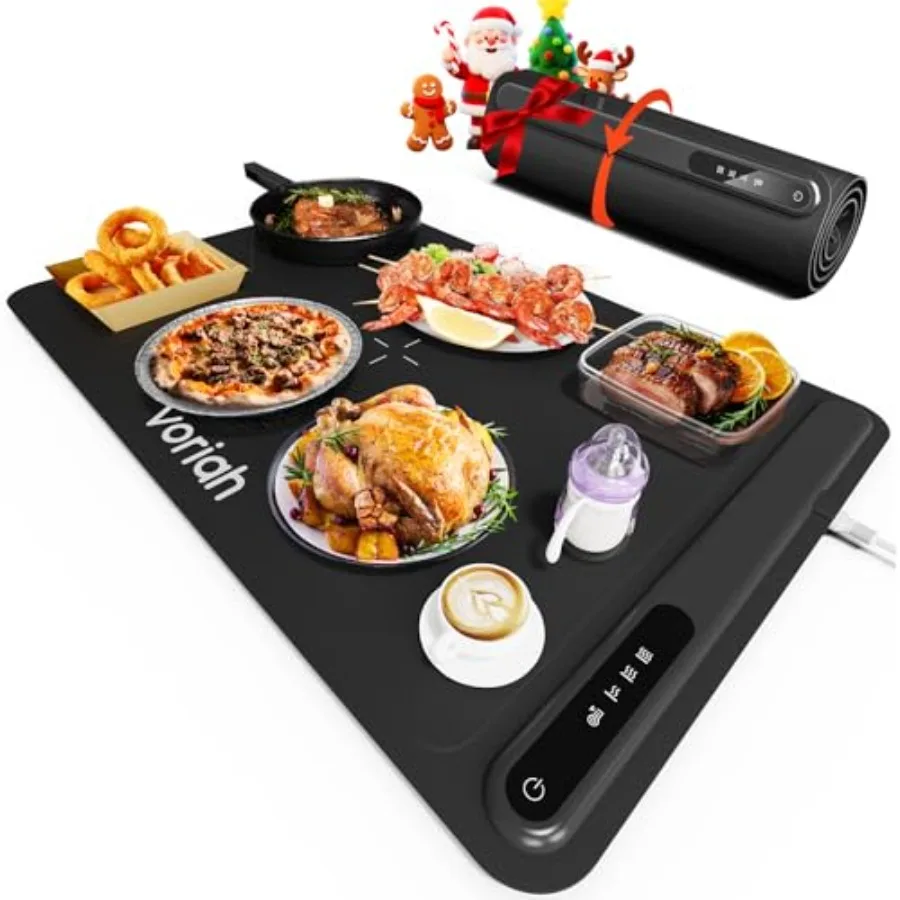 

Warming Mat for Food Voriah Electric Warming Tray with 3 Temp Settings and Auto Shut-Off Food Warmer with Thick Silicone Surfac