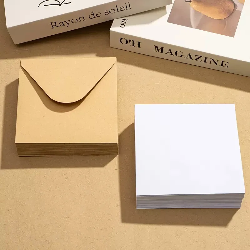 100pcs/lots 15x15cm White Envelopes for Wedding Invitation Small Business 120g Kraft Paper Stationery Supplies Storage Bag 3