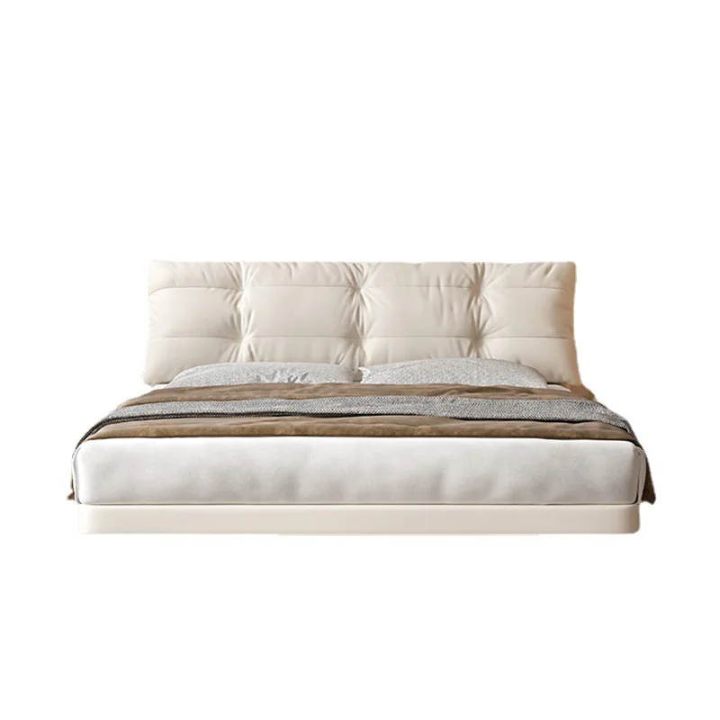 

Suspended bed, modern, minimalist, leather bed Internet celebrities ins wabi-sabi, Italian, creamy