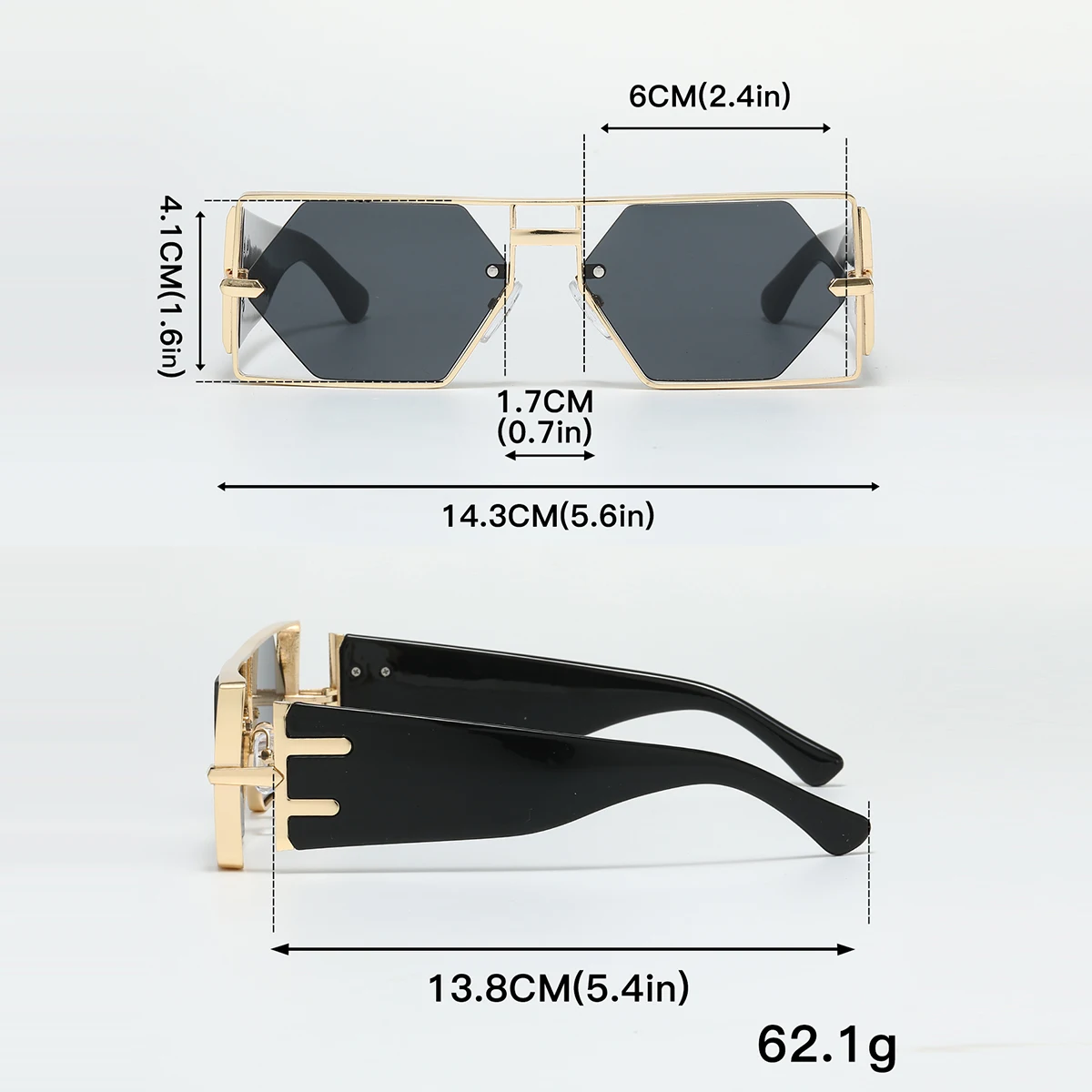Coole Luxus-Sonnenbrille für Damen, quadratisch, aushöhlen, Designer-Brille, kräftig, Vintage, Ins Fashoin Shades – Detail 8