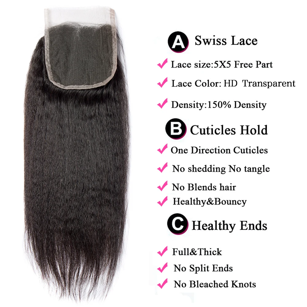 وصلات شعر مستقيمة من Megeen-Kinky ، خط شعر طبيعي مُنتوف مسبقًا ، إغلاق دانتيل شفاف عالي الدقة ، ياكي ، 1B ، 4x4 ، 5x5 ، 6x6