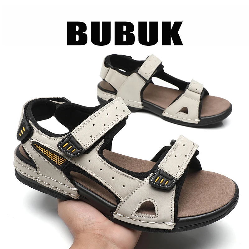 Bubuk Herren-Strandsandalen aus Rindsleder, Sommer-Outdoor-Wanderschuhe, leichte Wasserschuhe, mit Fußgewölbestütze, stilvolle, atmungsaktive Freizeitschuhe für Herren, geeignet für Reisen, Wandern und Pendeln. – Detail 4