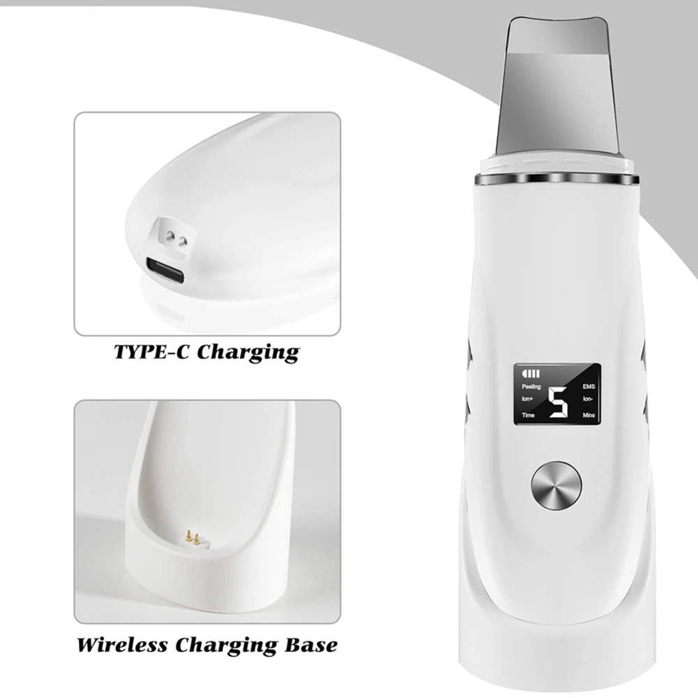 A02V-Vibraten Ultrasone Huid Scrubber Comedondrukker Diepe Gezicht Reinigingsmachine Gezicht Spatel Facial Lifting Peeling