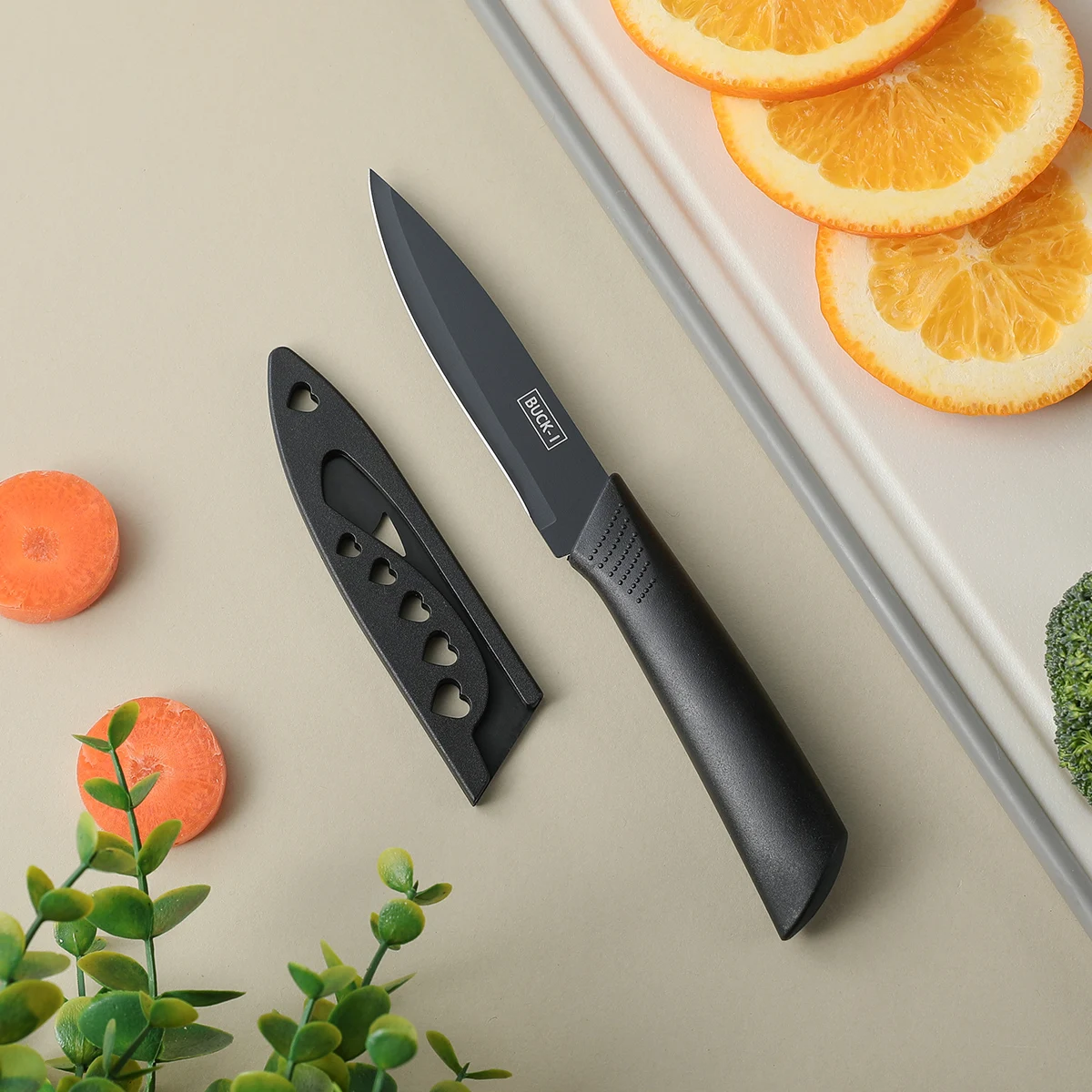 Obstmesser aus Edelstahl, hochwertiges schwarzes Stahlmesser, Küchen-Haushaltsmesser, zum Kochen von Fleisch, Obst und Gemüse