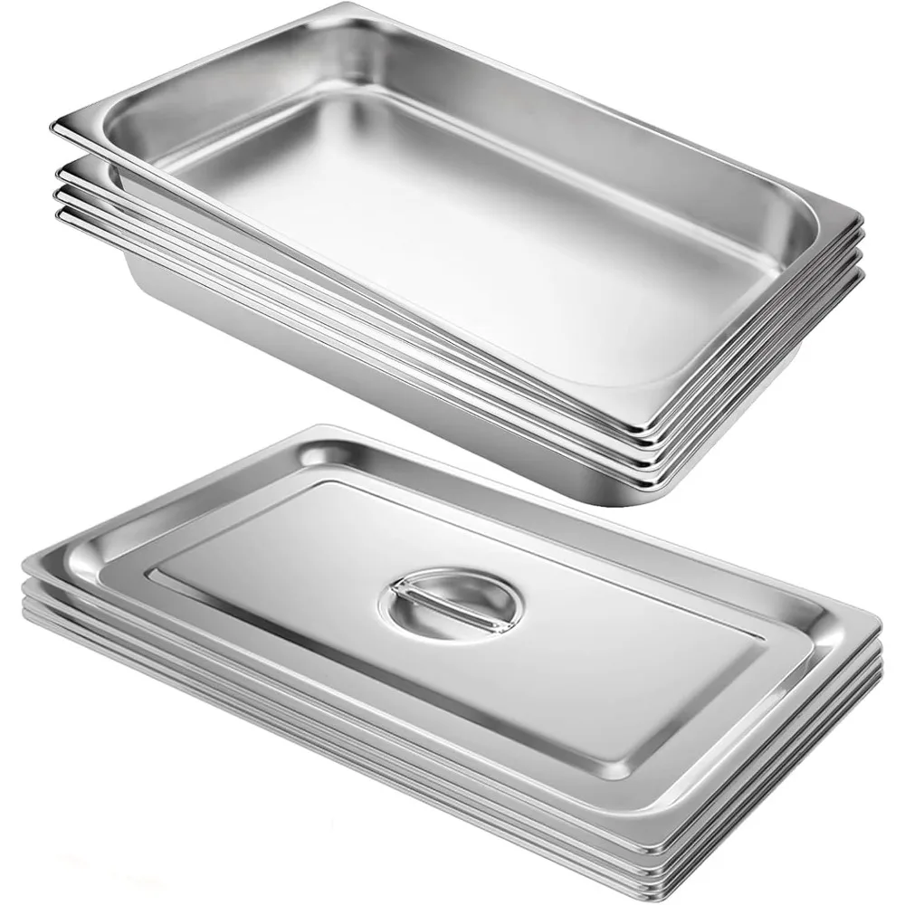 

Набор из 4-х полноразмерных гастроемкостей с крышками – размер 1/1, глубина 2,5 дюйма, толщина 1,2 мм, нержавеющая сталь (20,87 x 12,8 x 2,5 дюйма)