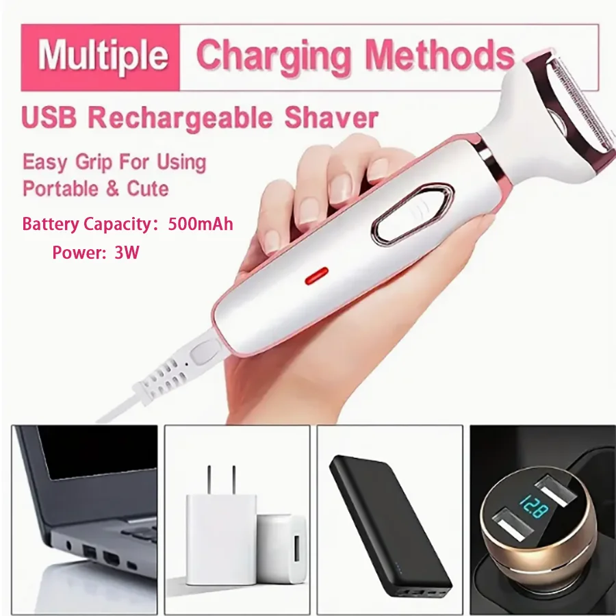 Ladies' electric shaver, 4-in-1 rechargeable beauty set, ladies' facial, nose, leg and underarm shavers, painless dry and wet sh image 6