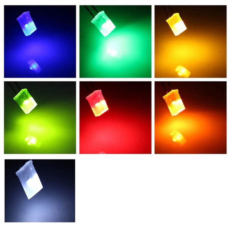 1000PCS 2*5*7mm Square LED Kit Light-emitting diode Kit 2X5X7 LED Diode Red Yellow Green Blue White 5 Colors New