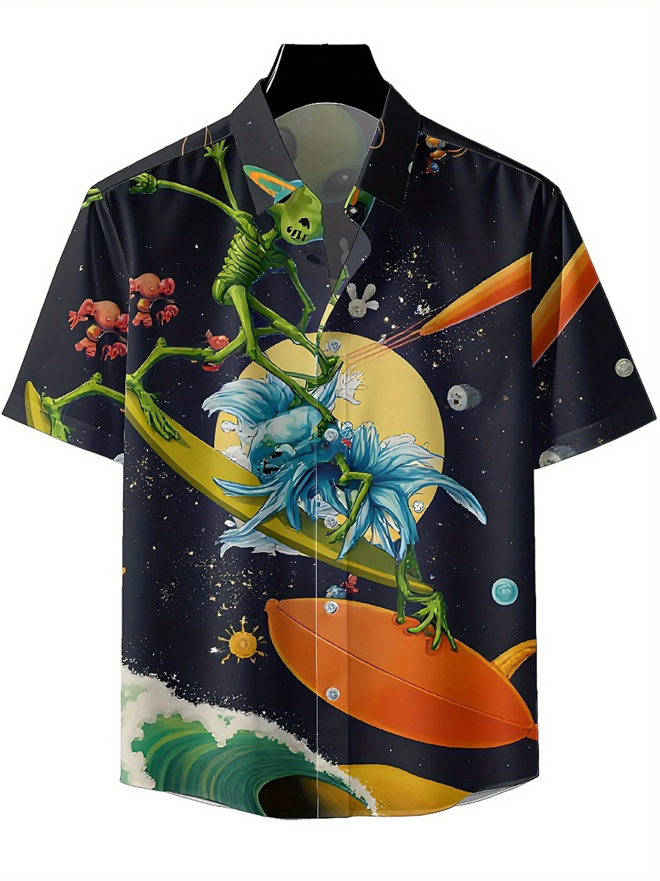 Men's Plus Size Hawaiian Shirts Star Surfers Pattern, Unisex Aloha Shirts,New Summer Tops Tee,streetwear