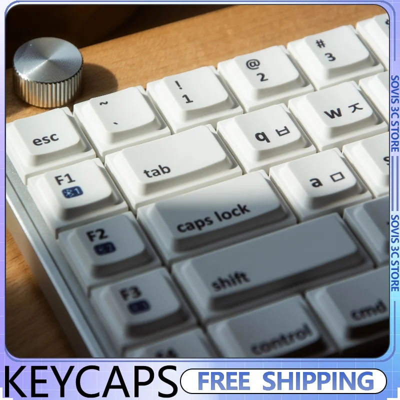 Korean Low-Profile Keycaps 75% Layout Simple PBT Sublimation Keycap MX Custom Keyboard Replacement Keycaps Gaming Accessories