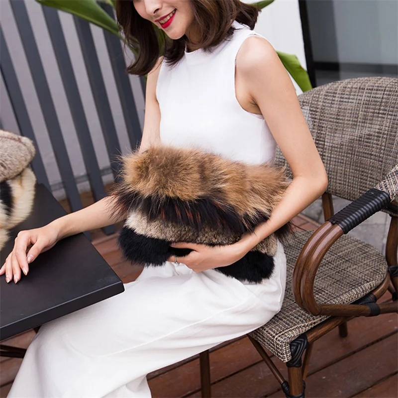 

Winter New Fur Bag Women's Fashion Designer Luxury Raccoon Fur Bag Large Capacity High Quality Portable Handbag Luxury Items