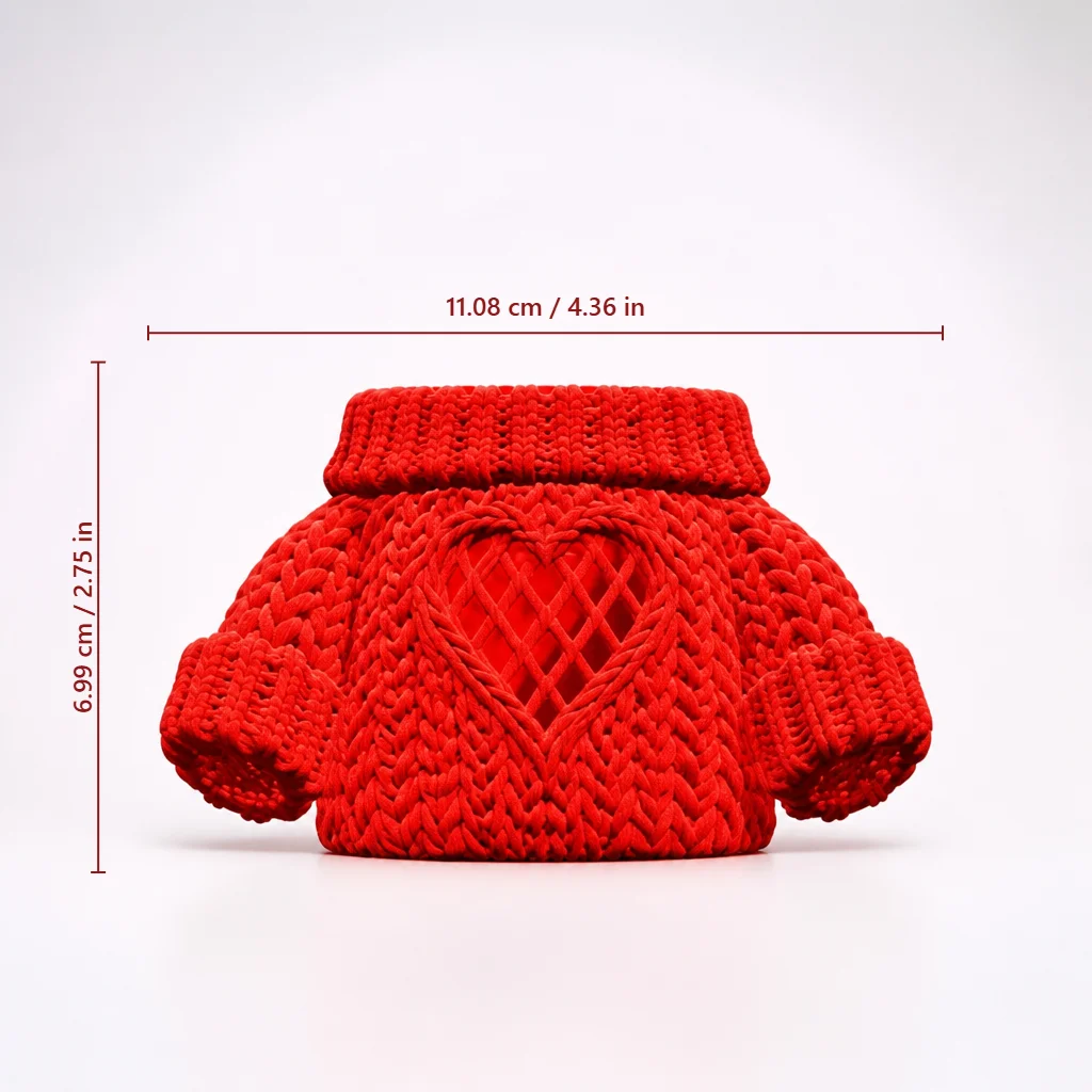 Valentine Heart Cutout Sweater Design Pen Container, Resin Imitation Knit Desk Storage Pot for Stationery Tabletop Decoration