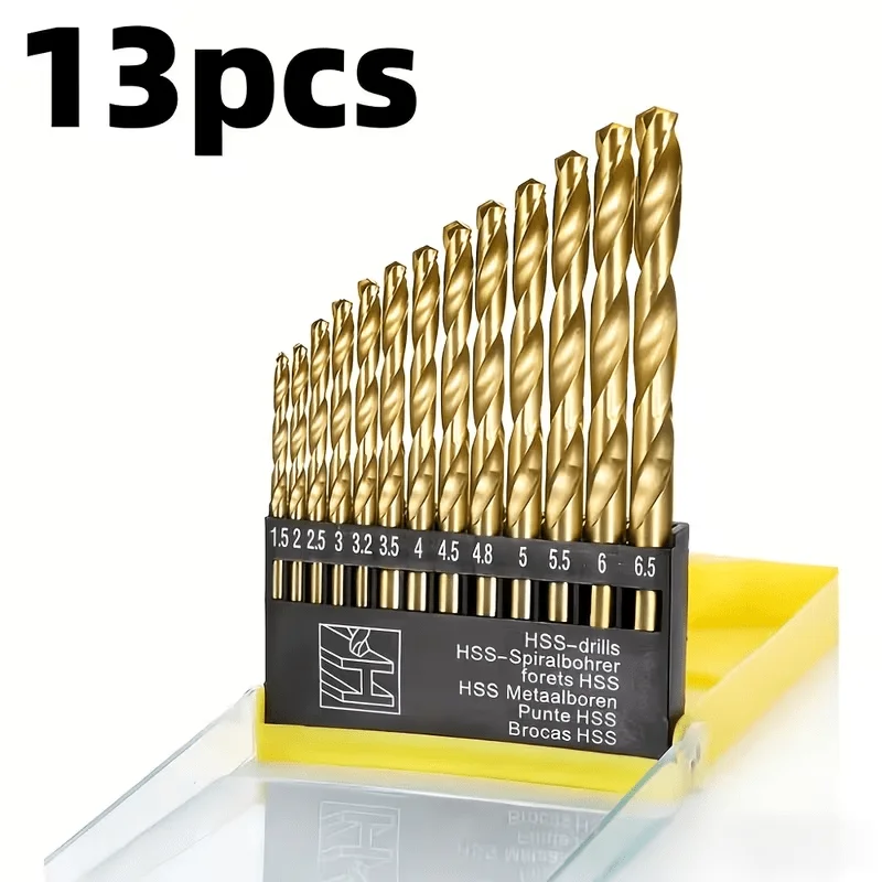 

13pcs M35 Cobalt Drill Bit Set High-Speed Steel Round Shanks Durable for Metal Wood Plastic
