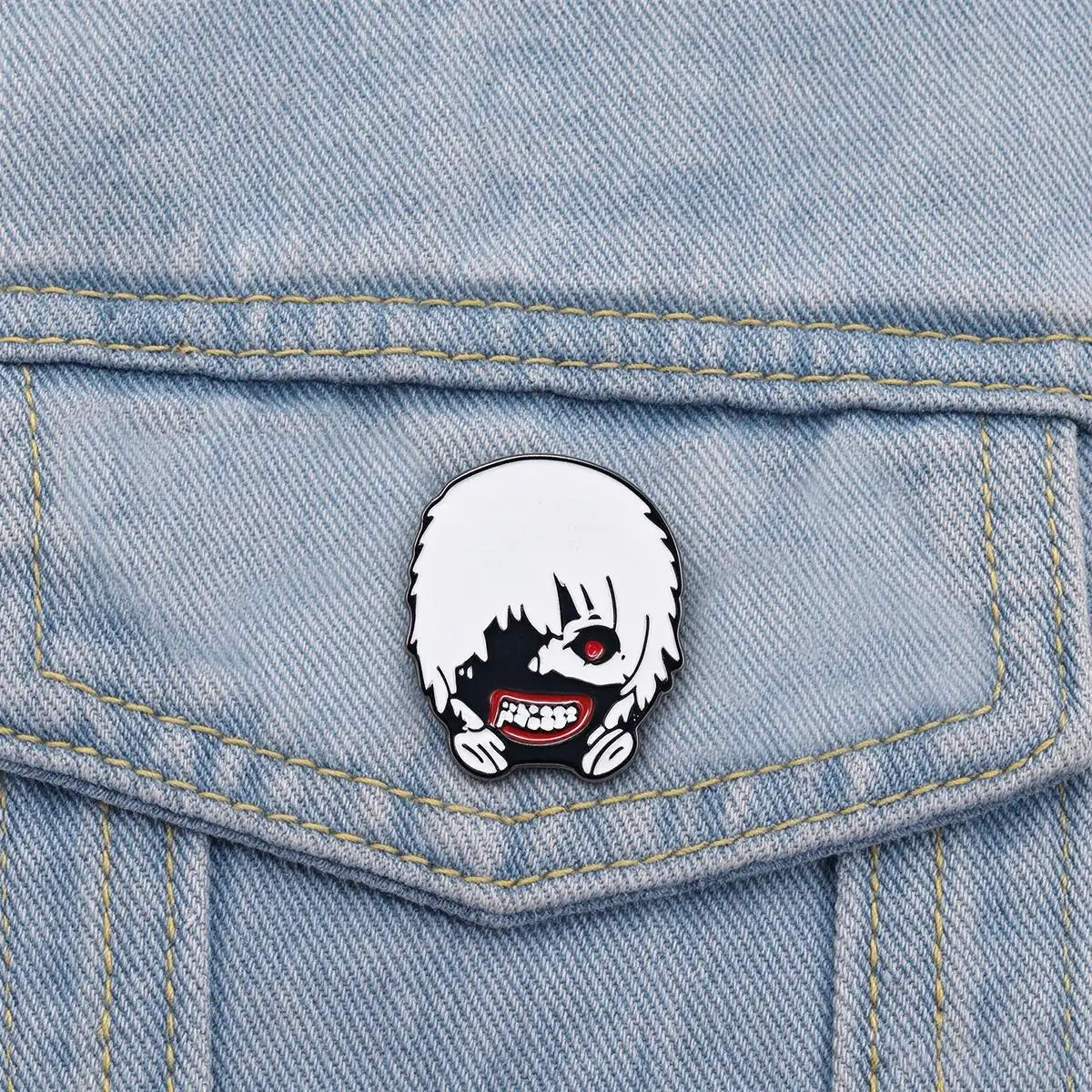Anime Cartoon Character Kaneki Ken Enamel Brooch Cute Funny Metal Badge Cosplay Clothing Accessories Jewelry Gift For Friends