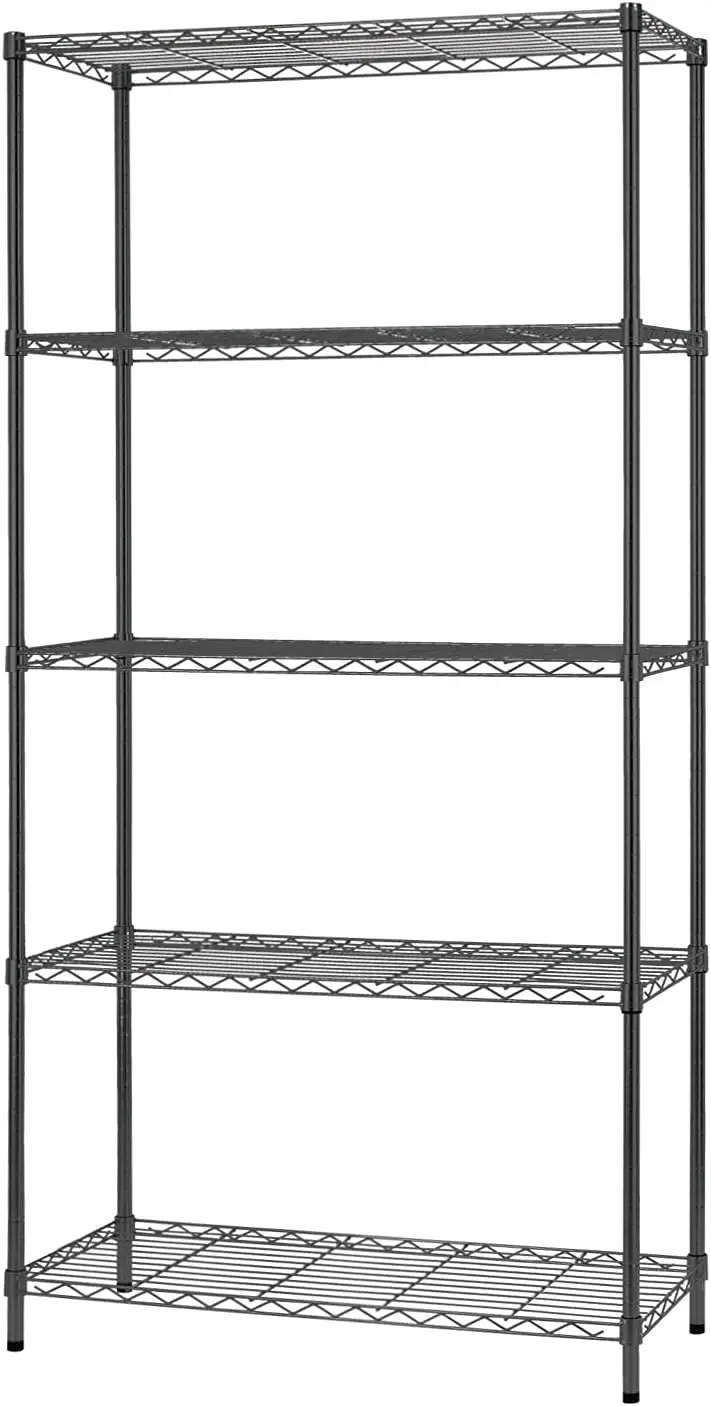 H Wire Shelving Unit Commercial Metal Shelf with 5 Tier Adjustable Layer Rack  for Restaurant Garage Pantry Kitchen Garage