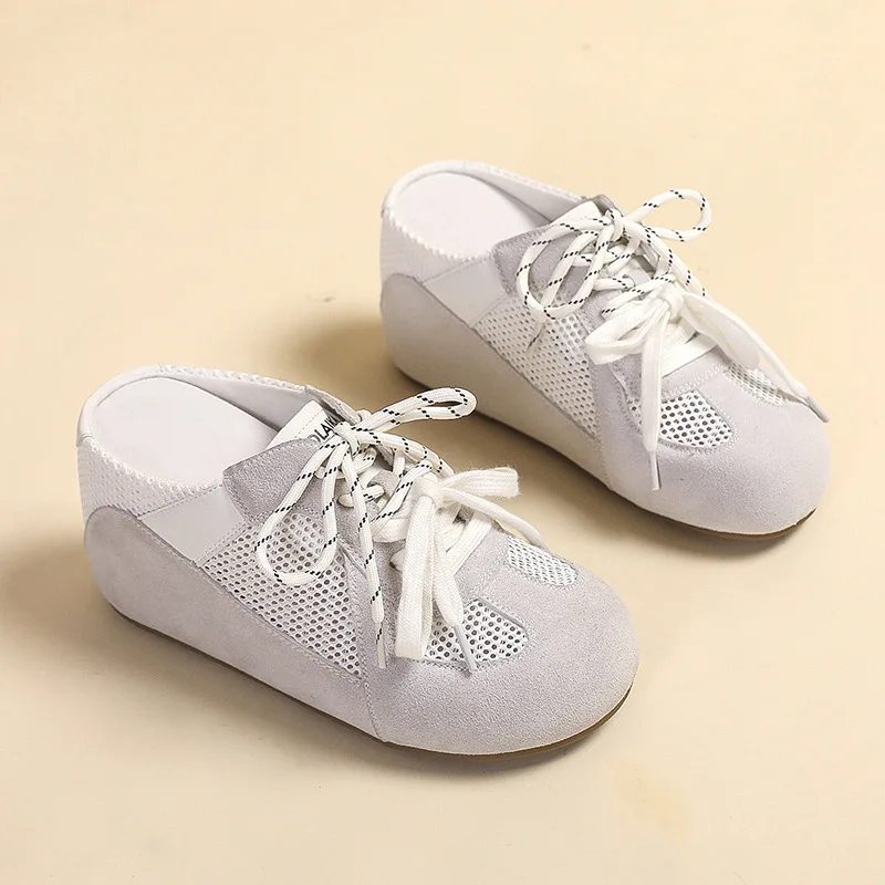 

Thick-soled Closed-toe Half Slippers Summer Height-Increasing Beach Sandals for Petite Women Fashionable Casual Shoes