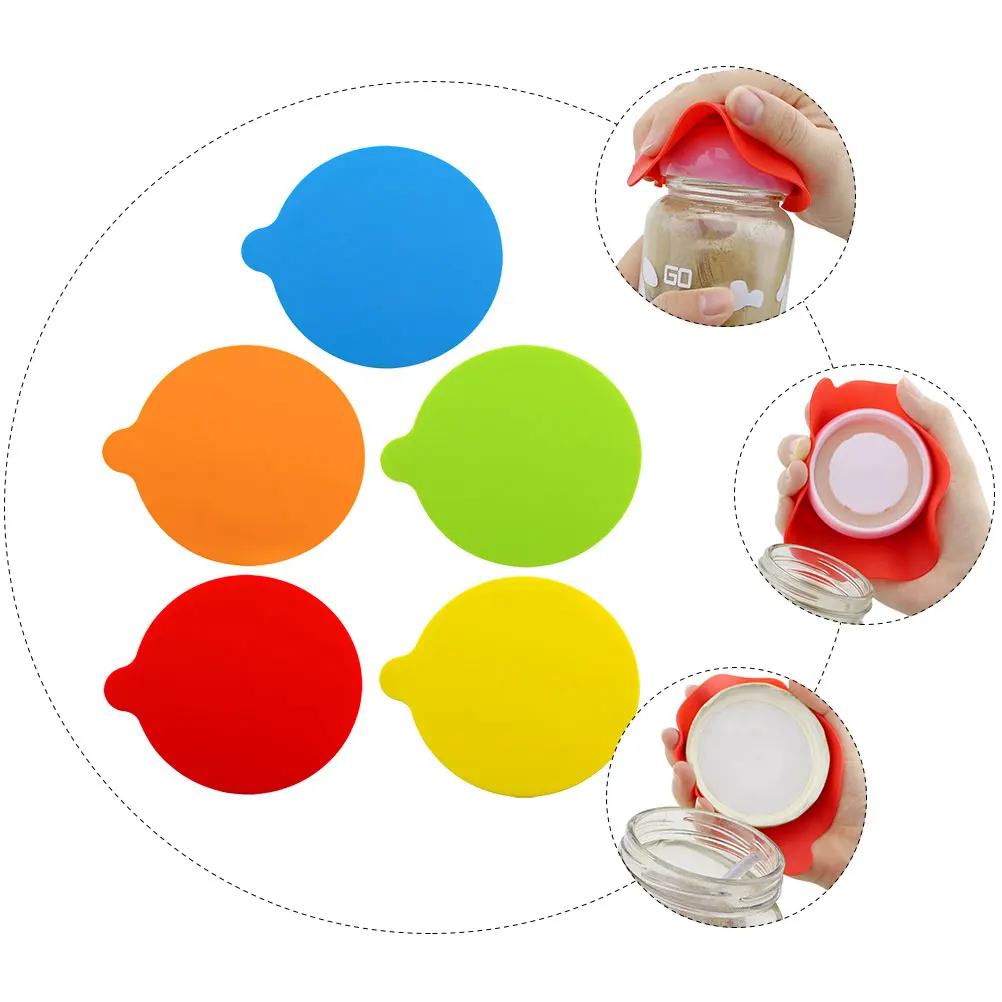

5 Pcs Heat Resistant Silicone Mats Reusable Non Pad Bottle Gripper Jar Mat Table Protection Round Kitchen Barware