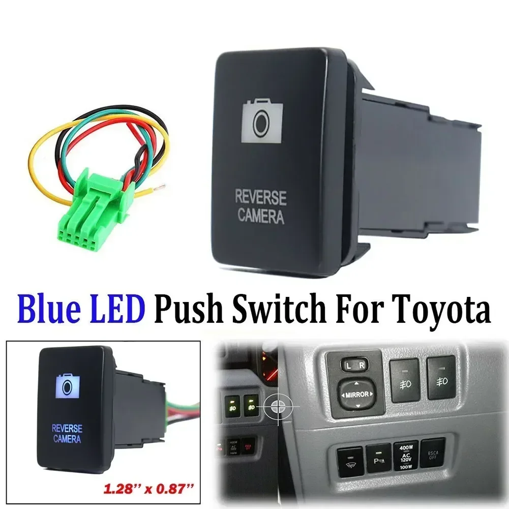 

Carhome Blue Backup Camera Push-Button Switch For Toyota Tacoma Tundra 4Runner Hilux LED Push Switch Useful