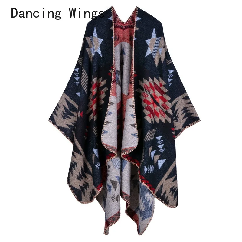 

Luxury Brand Cashmere Scarves Women Winter Warm Shawls and Wraps Pashmina Thick Capes blanket Femme Scarf Geometric Ponchos