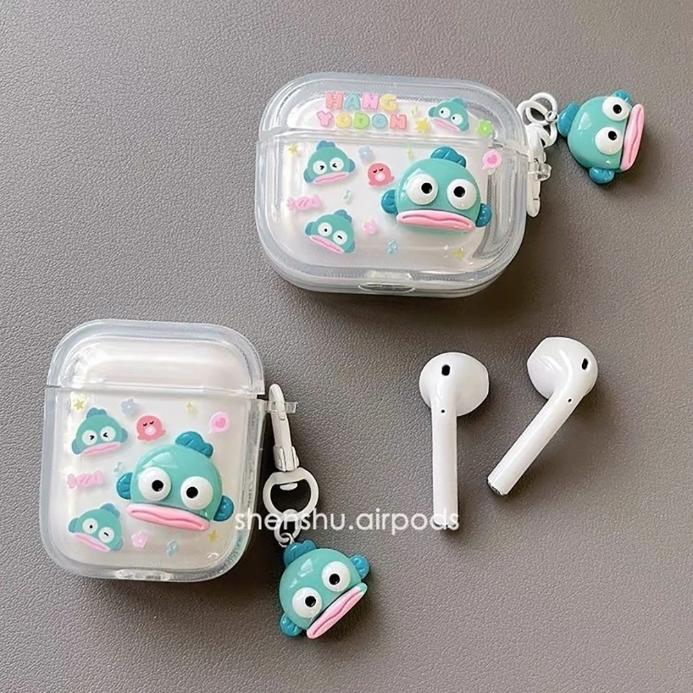 

Новая мультяшная гарнитура Sanrio Hangyodon Airpods Женская Bluetooth гарнитура для Airpods 1/2/3 Airpods Pro 2 мягкий чехол