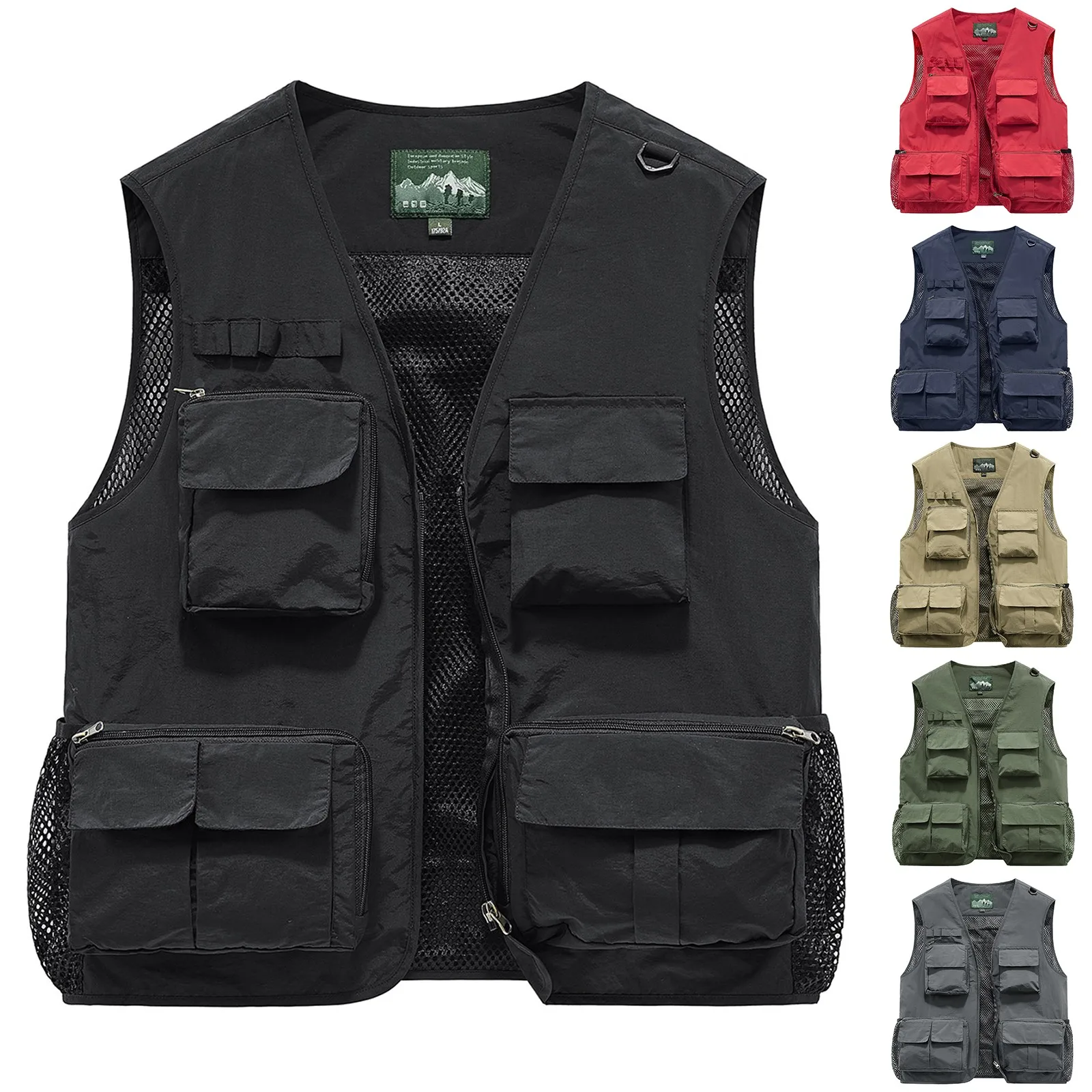 سترة صيد خارجية رفيعة للصيف، سترة عمل متعددة الجيوب، سترة تصوير متعددة الوظائف، سترة رياضية مقاومة للماء في الهواء الطلق