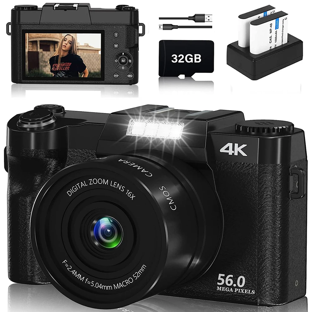 4K 56MP Digital Photo Cameras For Photography Auto Focus Vlog Camcorder 3