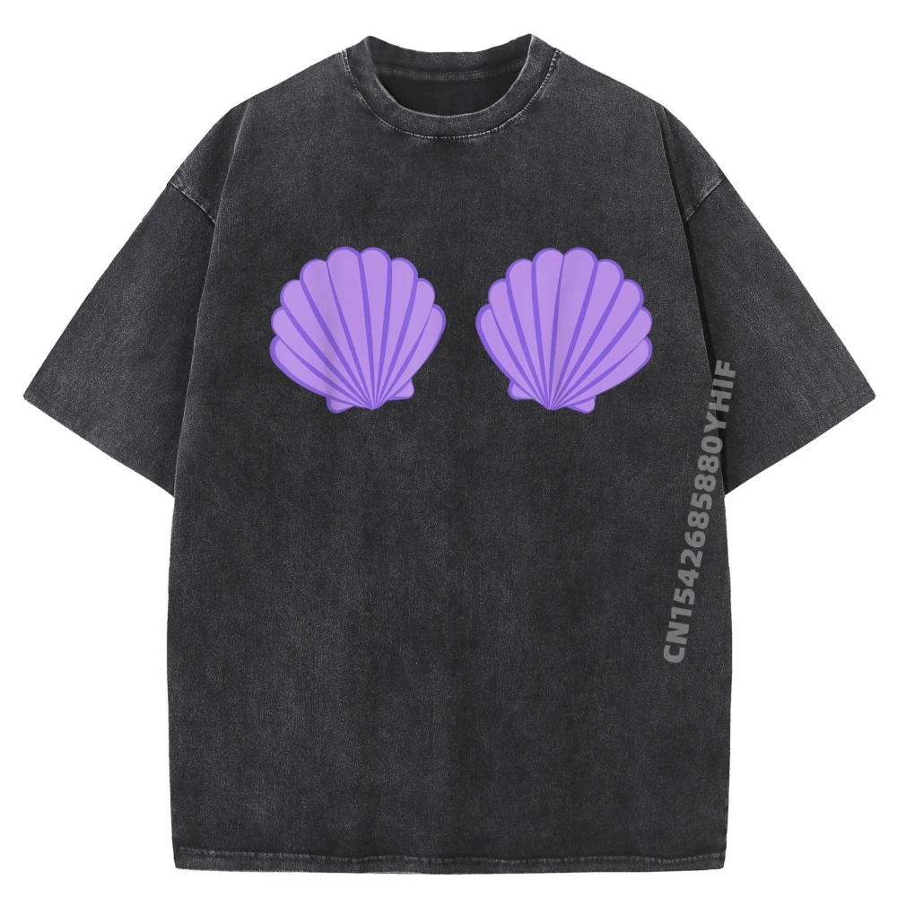 

Фиолетовый бюстгальтер с ракушками Русалка, забавные рубашки с героями мультфильмов, дышащие мужские потертые рубашки, мужская футболка с рисунком, группа