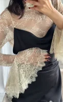 Sexy Lace Patchwork Mini Dress Women Elegant Full Flared Sleeve Waist Cinching See Through Short Dresses Lady Club Party Gowns - Image 4