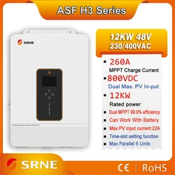 SrneデュアルMppt充電電流,最大pv 800v,並列機能,12kw 48v〜230 vac,三相出力,22a