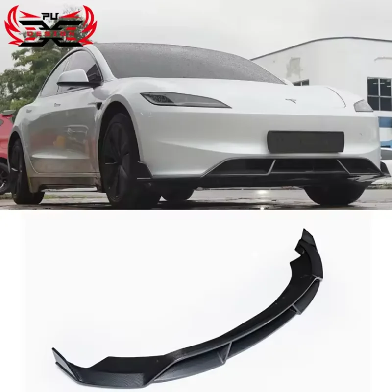 

Передний бампер из углеродного волокна, разветвитель в стиле C для Tesla Model 3 Highland 2023-2024