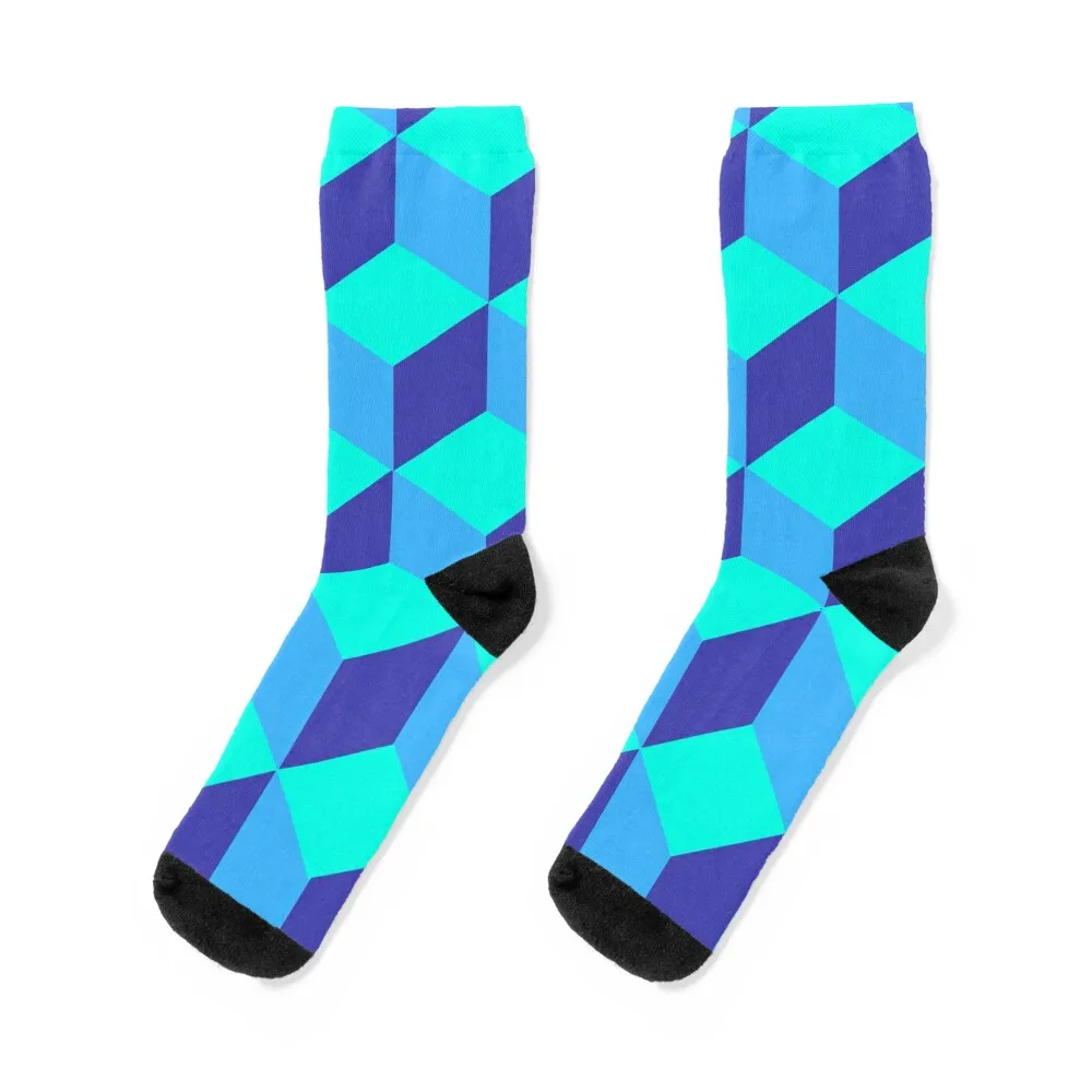 

Escher blocks in blue Socks cotton luxe christmas gift Climbing Men Socks Luxury Brand Women's