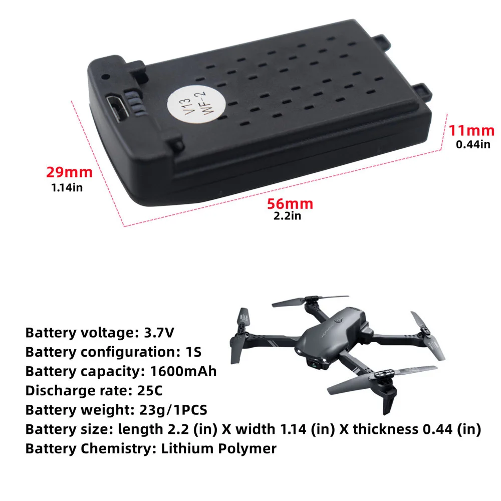 3.7V 1600mAh Lithium Battery For 4DRC V13 4D-V13 Folding Quadcopter HD Aerial Photography RC Drone Spare Parts