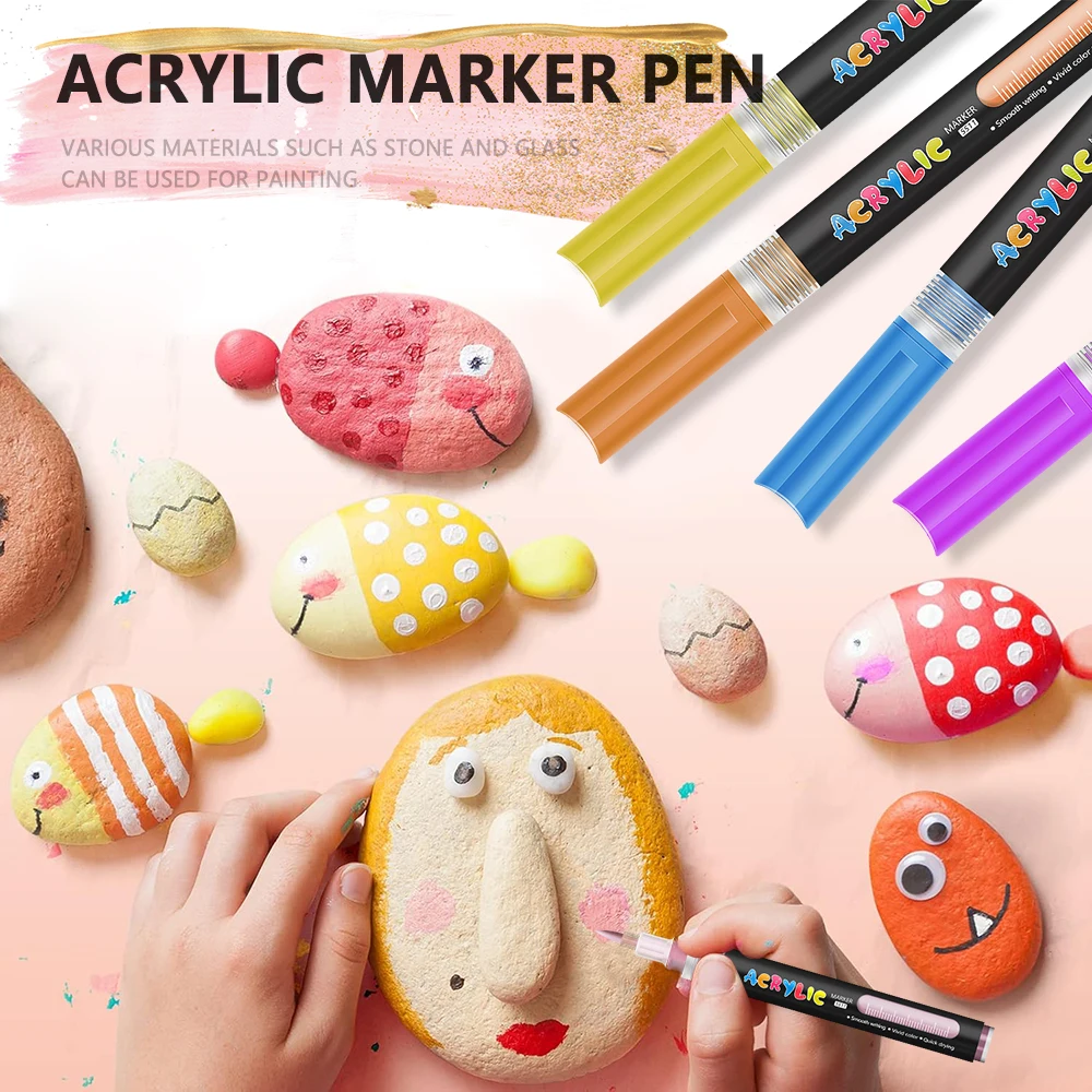 12/24 Colors Valve Type Pressure-free Soft-head Acrylic Marker Pen Opaque Color Stackable Artists specific Watercolor Pen