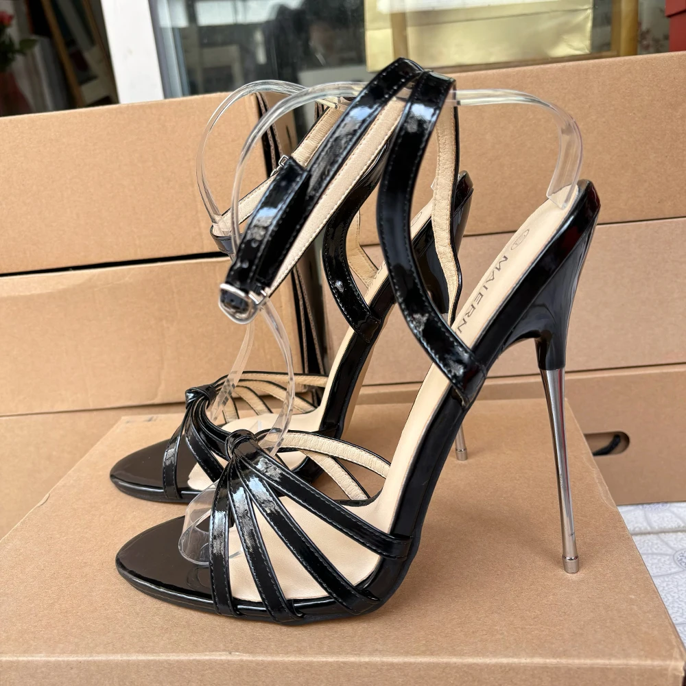 

16CM Super High Heels Black Sandals Sexy Black Pumps SM Cross Dresser Fetish Stage Performance Show Unisex Shoes Plus Size