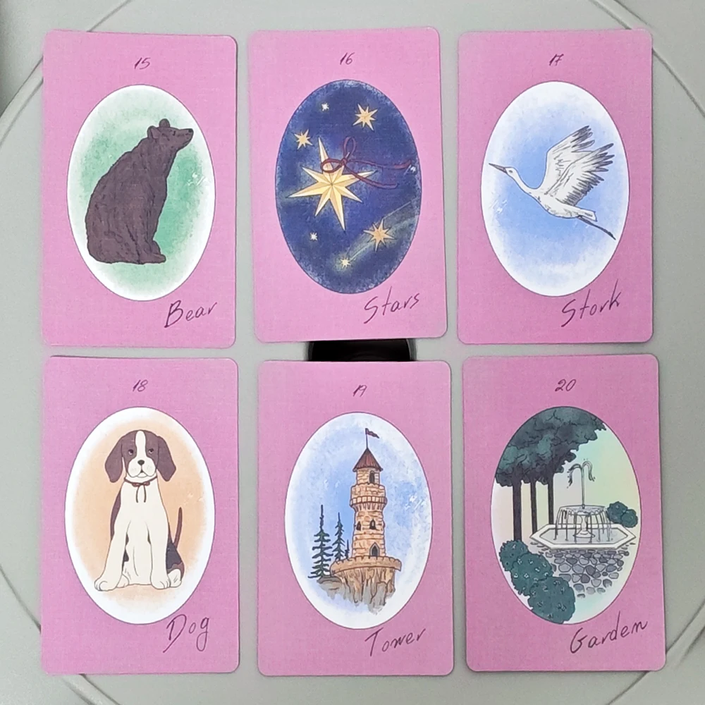 Ruban Lenormand Deck 36 pièces cartes Lenormand dans un élégant rose mat-violet avec une sensation terne-9*6 cm