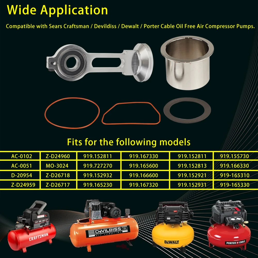 KK-4835 A02743 KK5081 Compressor Piston Kit Connecting Rod Replacement Kit For Devildiss/Craftman/Dewalt/Porter Cable